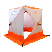 Палатка зимняя куб СЛЕДОПЫТ 1,5х1,5 м, 2-местн. (210D PU 1000, бело-оранж) TW-09